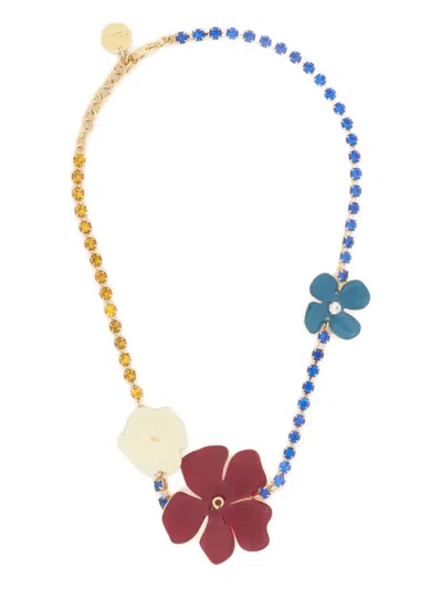 Marni Flower Embellished Necklace In Gold