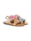 Marni Leather Slingback Sandals With Flowers In Neutrals