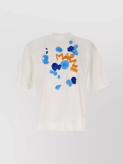 Marni Flower Drip Graphic Print Crew Neck T-shirt In Bianco
