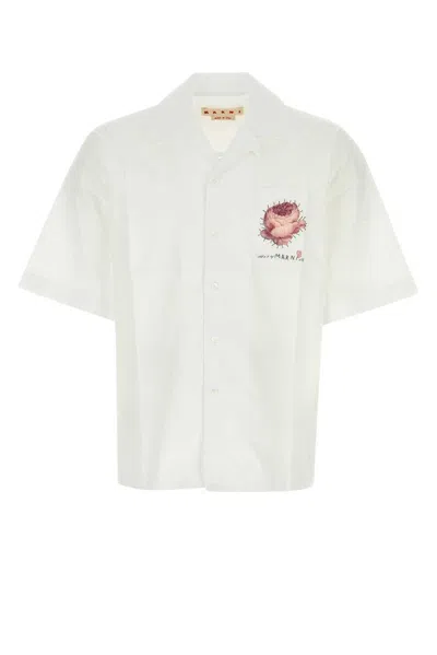 Marni Flower Patch Bowling Shirt In White