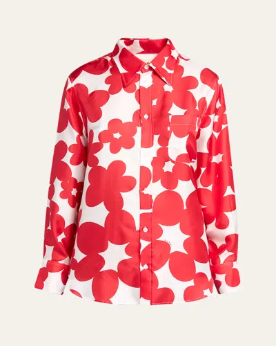 MARNI FLOWER PRINT CLASSIC BUTTON DOWN SILK TOP