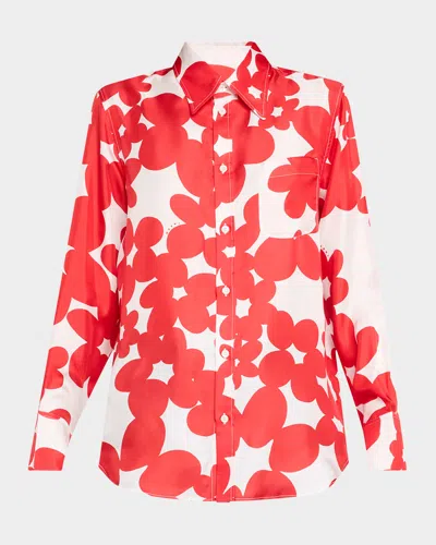 MARNI FLOWER PRINT CLASSIC BUTTON DOWN SILK TOP