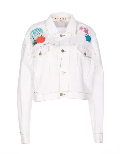 Marni Flower Print Jacket In White