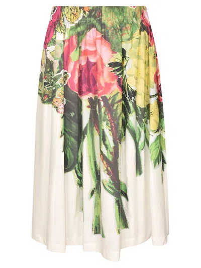 Marni Floral-print Cotton Midi Skirt In Acid Green