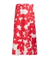 Marni Floral Print A-line Skirt With Belted Waist In Red