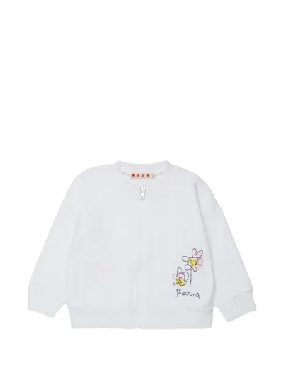 Marni Babies' Flower Zip Sweatshirt In White