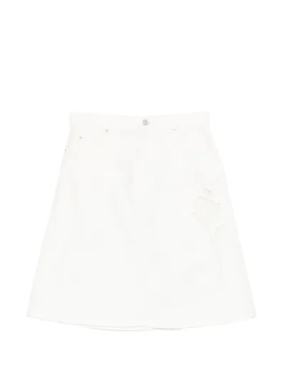 Marni Flower-embroidered A-line Skirt In White