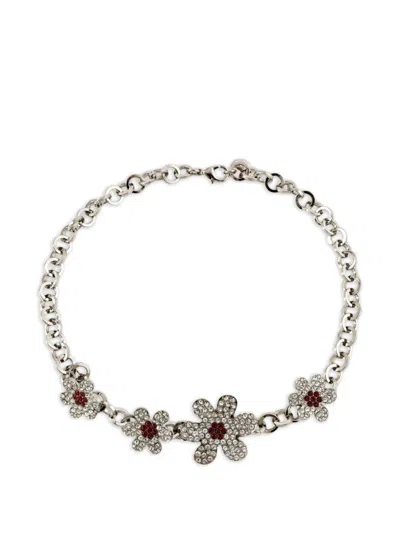 Marni Flowers Chain Necklace In Silver