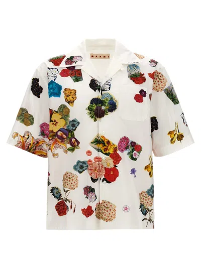 Marni Flowers Collage Shirt In Bianco/fantasia