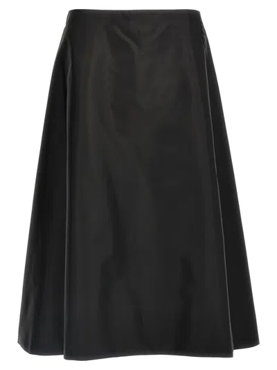MARNI FLOWING BLACK NYLON SKIRT