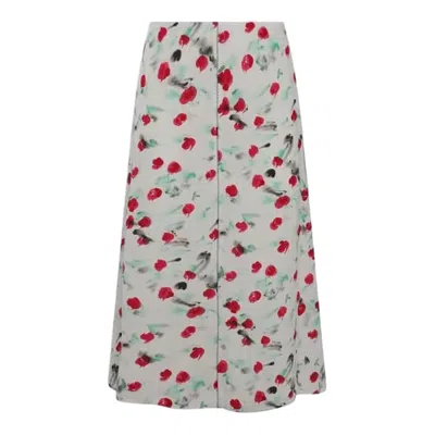 Marni Flowing Midi Skirt With Artistic Floral Print In Multi