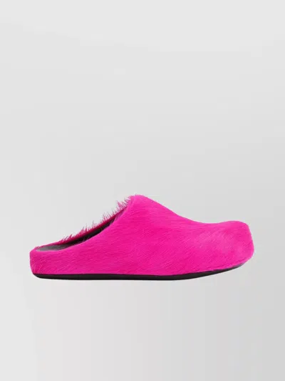 Marni Fluffy Leather Fussbett Mules With Rubber Sole