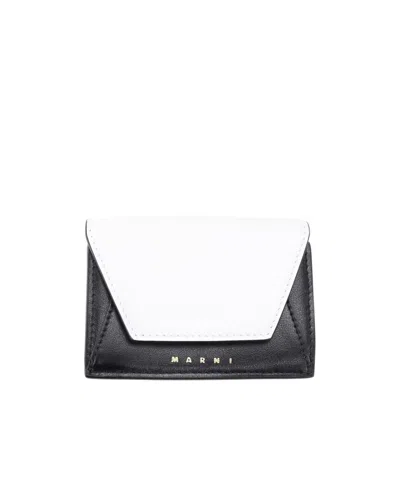 Marni Folding Wallet In White/black