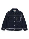 Marni Dark Denim Jacket With Frayed Details In Blue