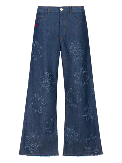 Marni Frayed Five-pocket Jeans In Blue