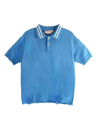 MARNI FRAYED-HEM POLO SHIRT