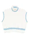 Marni Mending Logo Distressed Boxy Cotton Turtleneck Sweater In Multi