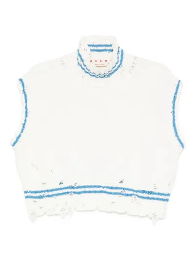 Marni Frayed-hem Sleeveless Top In Multi