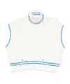 Marni Mending Logo Distressed Boxy Cotton Turtleneck Sweater In White
