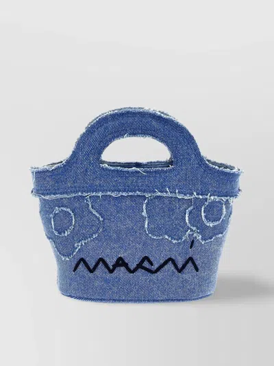 Marni Frayed Top Handle Graphic Print Tote Bag