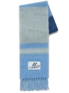 Marni Fringed Brushed-knit Scarf In Blue