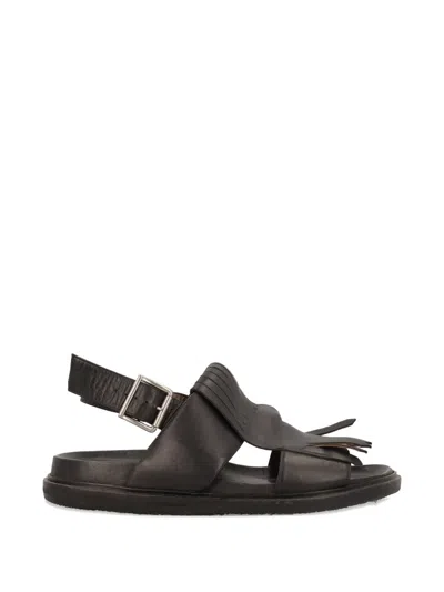 Pre-owned Marni Fringe Slingback Sandals In Black