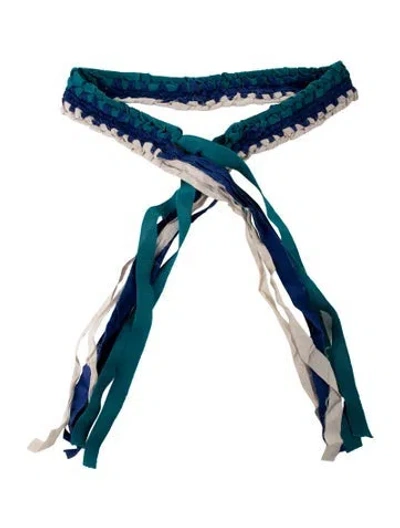 Pre-owned Marni Fringe Trim Accent Belt In Blue