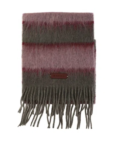 Marni Striped Fringed Scarf In Pink