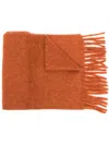 Marni Fringed Beige Alpaca-blend Scarf With Textured Finish In Orange