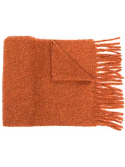 MARNI FRINGED BEIGE ALPACA-BLEND SCARF WITH TEXTURED FINISH