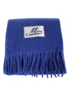 Marni Fringed Blue Scarf With Soft Textured Finish In Blue