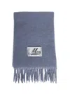 Marni Fringed Blue Scarf With Textured Finish In Blue