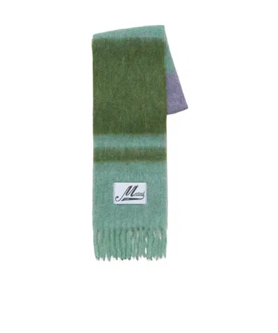 MARNI MARNI LOGO-PATCH FRINGED SCARF
