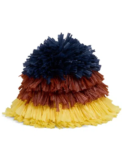 Marni Fringed Bucket Hat In Blue
