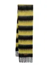 Marni Wool Blend Scarf With Striped Pattern And Fringe Detailing In Black