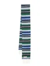 Marni Wool Tartan Striped Scarf Artic In Blue