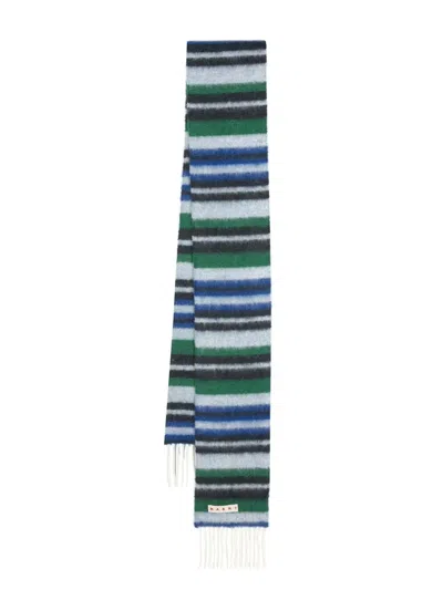 Marni Wool Tartan Striped Scarf Artic In Stb12 Artic