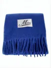 Marni Fringed Deep Blue Alpaca-blend Scarf In Blue