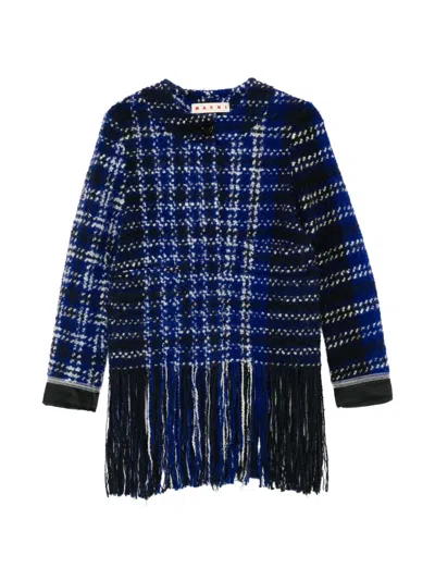 Pre-owned Marni Fringed-detail Jacket In Blue