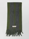 Marni Fringed Ends Striped Pattern Scarves In Green