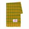 Marni Fringed Mohair Scarf With Green Plaid Accents In Brown