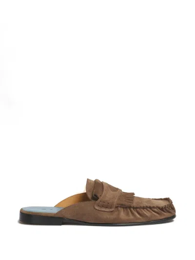Marni Fringed Sabot Clogs In Brown