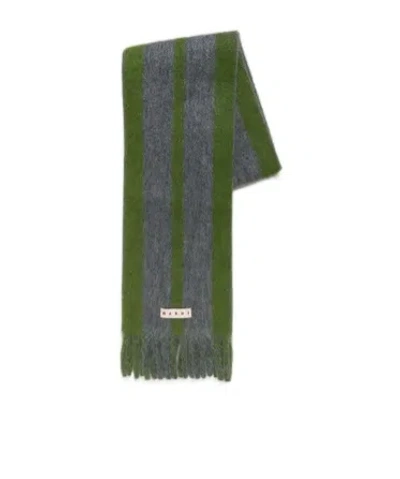 MARNI MARNI LOGO PATCH FRINGED SCARF