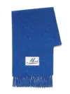 Marni Blue Brushed Alpaca Scarf With Fringes In Blue