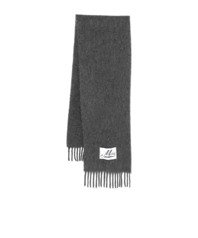 MARNI MARNI LOGO PATCH FRINGED-EDGE SCARF