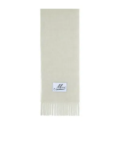 MARNI MARNI LOGO PATCH FRINGED-EDGE SCARF