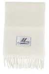 Marni Fringed White Alpaca Scarf In Neutral