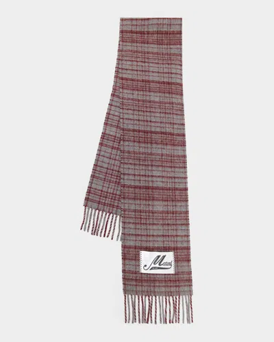 MARNI FRINGED WOOL-BLEND SCARF
