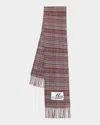 Marni Check-pattern Fringed Scarf In Brandy