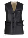 Marni Front-button Leather Gilet In Black